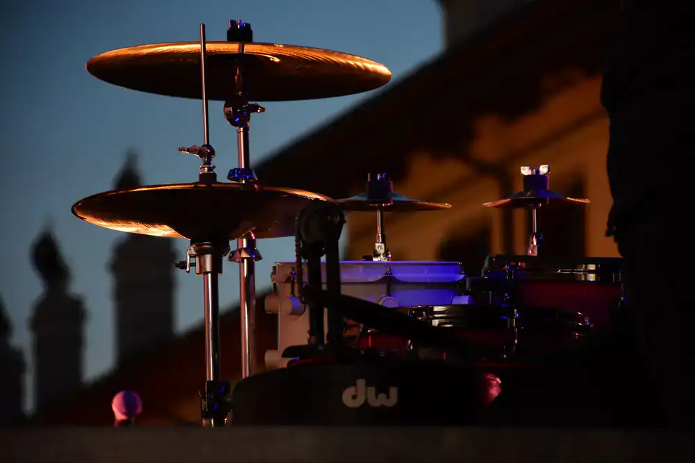 Drum kit ready for performance